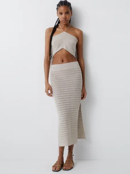 Pull&Bear Fustă murdar alb