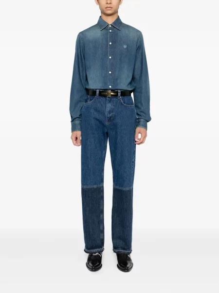 Cămașă Versace cu broderie albastru