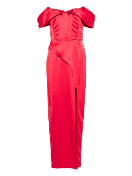 Maksi sukienka maxi Mitiliane Couture z gorsetem garniturowa czerwona