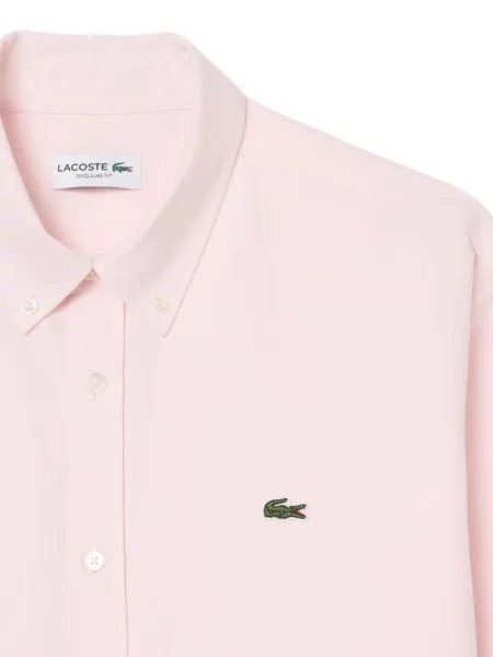 Cămașă Lacoste cu guler nasturi roz