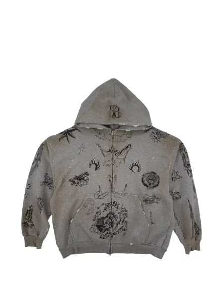 Hanorac cu glugă Balenciaga cu imagine gri