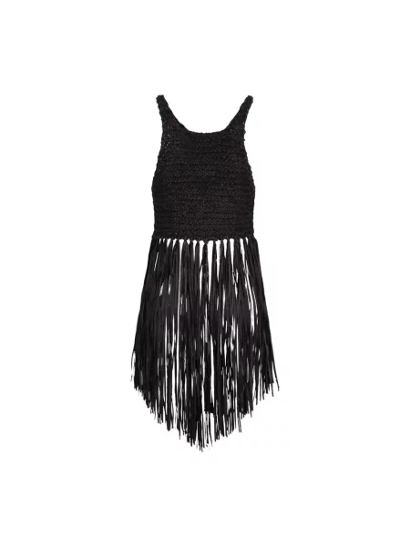 Dzianinowa podkoszulka Philosophy Di Lorenzo Serafini z frędzli czarna