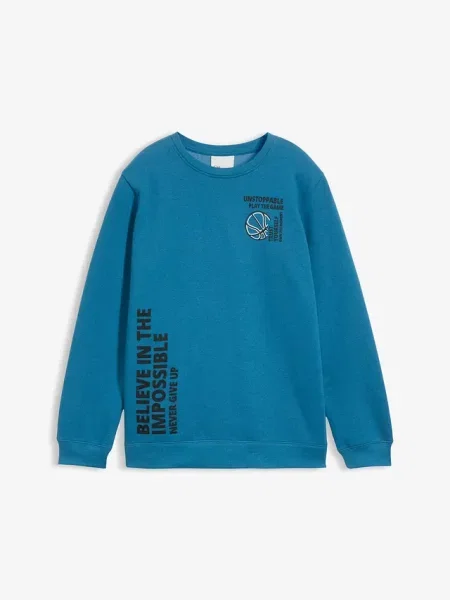 Bluza z miękkiej mieszanki bawełny niebieska