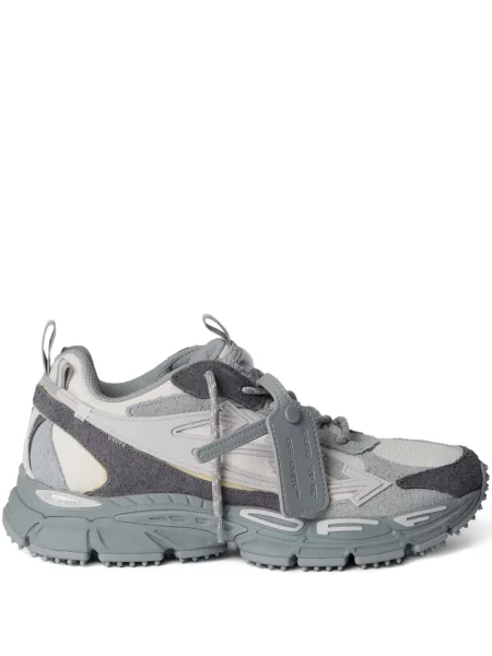Sneakerși Off-white cu șireturi din piele de căprioară alb