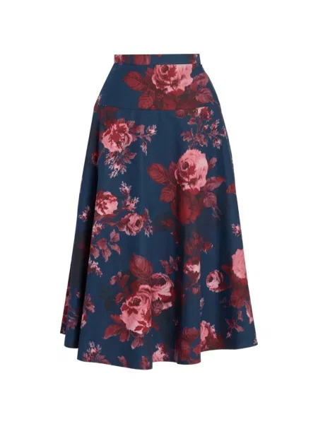 Fustă Erdem cu model floral cu imagine în linie A albastru