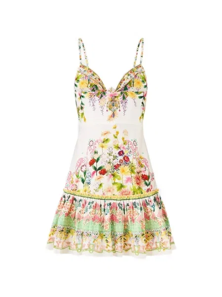 Rochie mini Camilla cu legături de costum alb