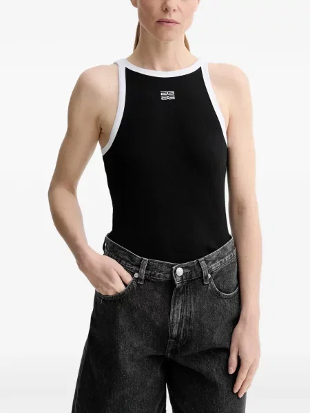 Top Gestuz cu broderie negru