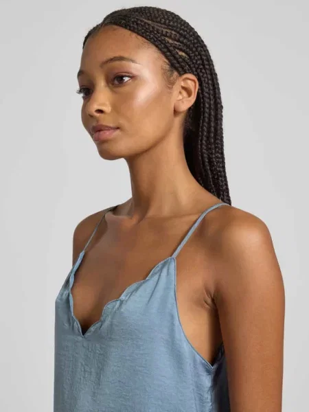 Jedwabna bluzka Only elegancka z dekoltem w serek niebieska