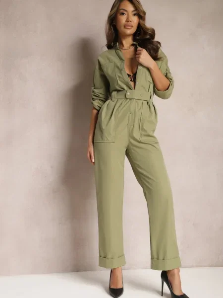 Salopetă Utility cu Picior Larg și Pireval verde