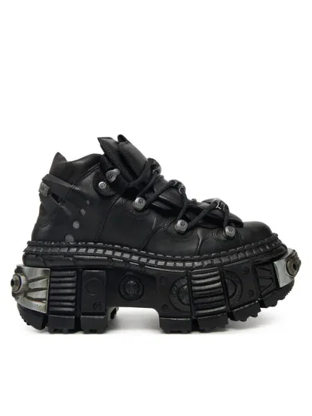 New Rock sneakers din piele Crust Negro Tank Casco Negro Power negru