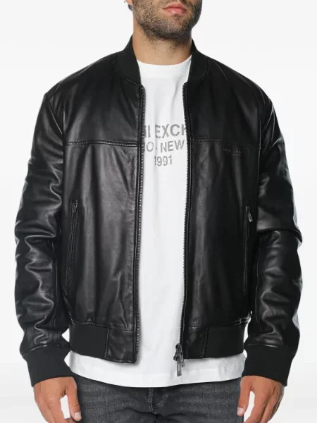 Geanta de piele Armani Exchange negru
