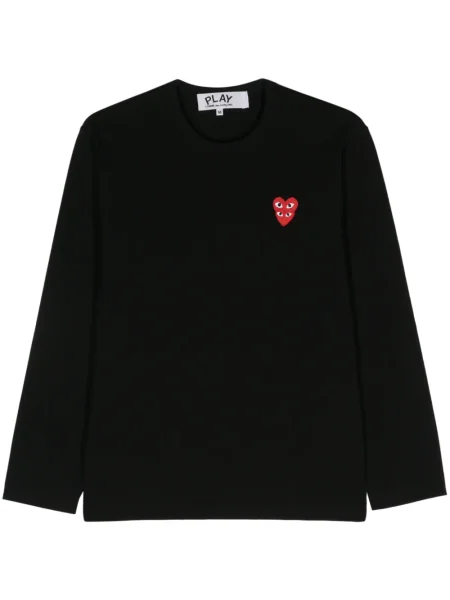Tricou Comme Des Garcons Play cu motiv cu inimi negru