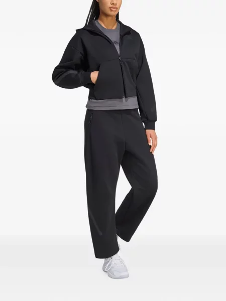 Top Adidas cu broderie alergare din jerseu negru