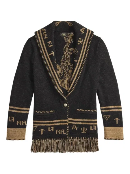 Cardigan Ralph Lauren Rrl cu franjuri negru