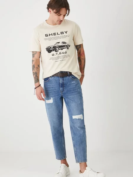 Medicine póló nyomott mintás bézs