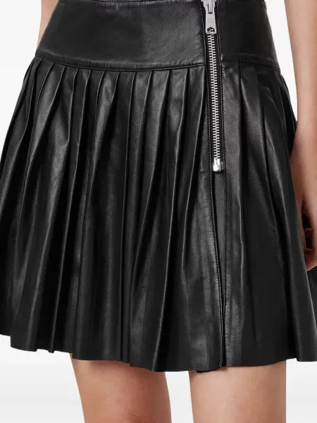 Fustă din piele Allsaints plisată negru