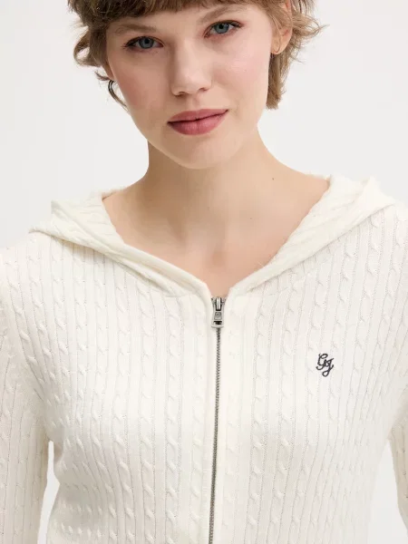 Кардиган з домішкою шовку Guess Jeans легкий бежевий