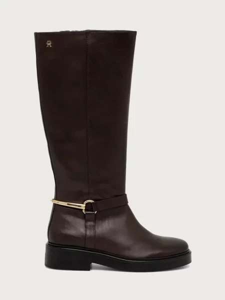 Tommy Hilfiger De piele cizme de echitație maro