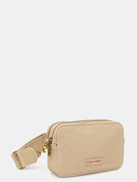 Geantă Calvin Klein Webbing Strap Canvas Camera Bag bej