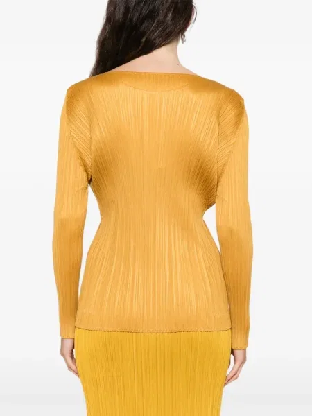 Bluză Pleats Please Issey Miyake plisată lungă galben