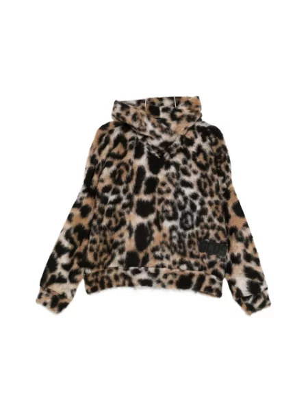 Bluza z kapturem Gcds z kapturem z nadrukiem zwierzęcym brązowa