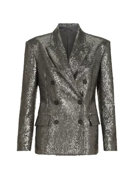 Sacou Brunello Cucinelli cu broderie de lână gri
