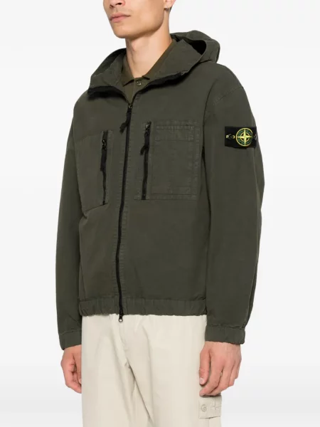 Geacă Stone Island cu glugă cu strasuri verde