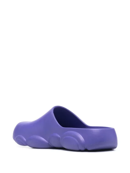 Papuci tip mules Moschino cu autograf violet