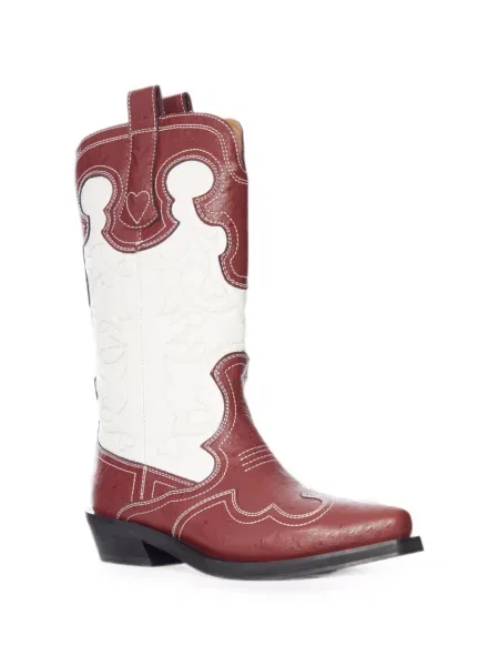 Botine Ganni cu broderie roșu