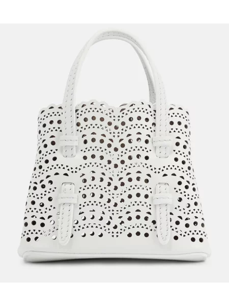 Geanta de piele Alaïa din piele alb