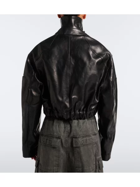 Περικομμένο δερμάτινο μπουφάν Rick Owens μαύρο