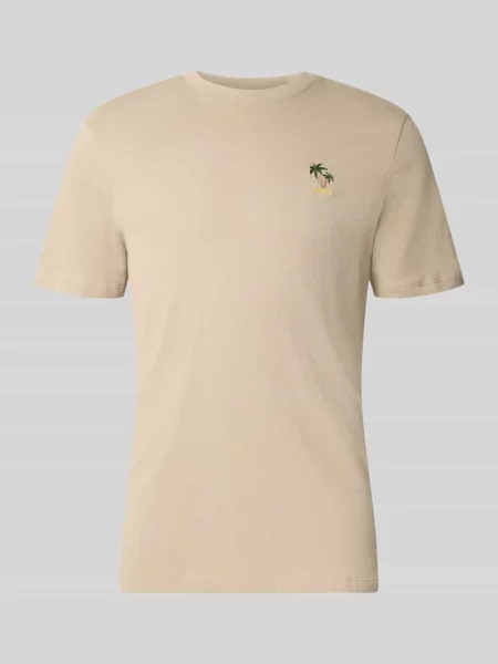 T-shirt z haftem model KAAN' Blend beżowa