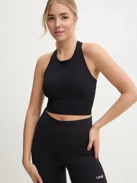 Сутиен за йога Casall Multi Rib с изчистен дизайн черно