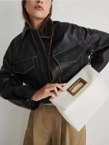 Reserved Сумочка з ефектною ручкою білий