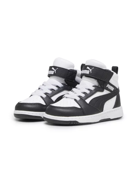 PUMA Rebound V6 Mid Toddlers Sneakers Buty Biały/Czarny/Shadow Szary 19 białe
