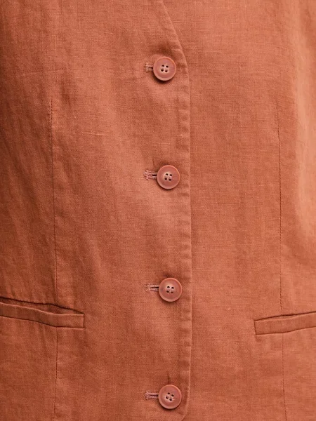 Лляний жилет United Colors of Benetton однобортний бежевий