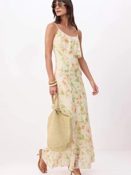 Trendyol Rochie galben / verde / portocaliu alb