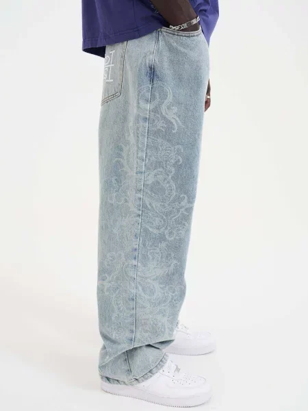 Ed Hardy Jeans Lasergravur Drachen denim albastru
