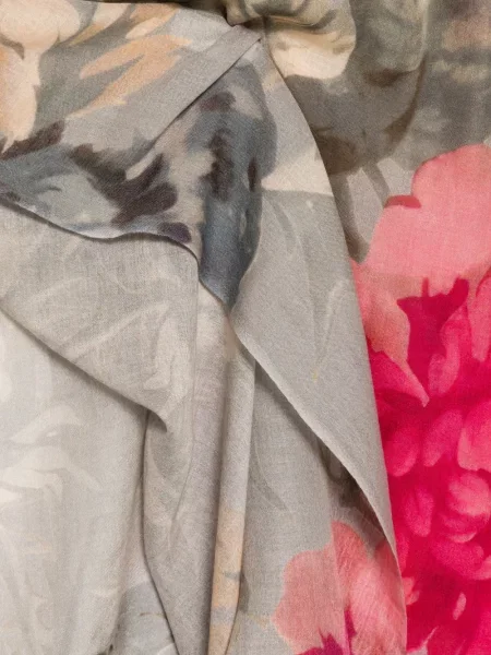 Fular Mouleta cu model floral cu imagine gri