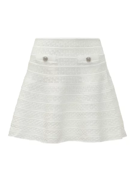 Dzianinowa mała mały spódnica mini Self-portrait biała