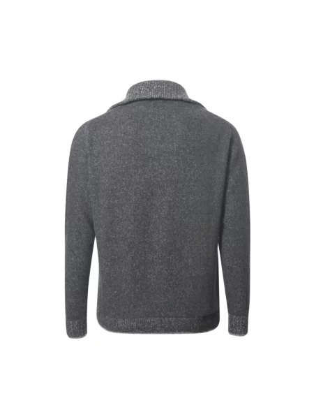 Sweter Alpha Studio wełniany z długim rękawem szary