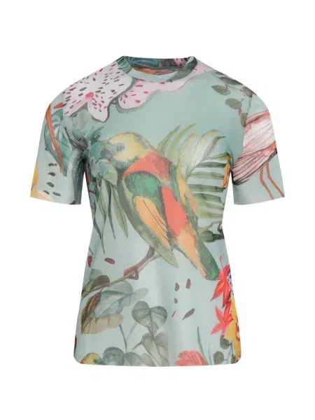 Tricou Amir Slama cu imagine cu imprimeu tropical verde