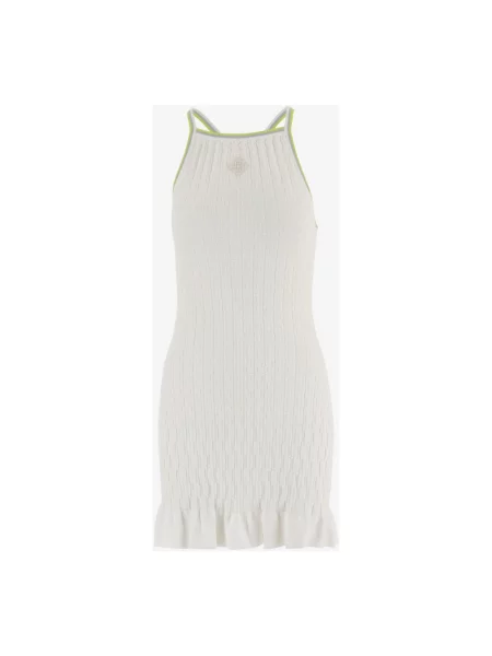 Sukienka bez rękawów Casablanca bez rękawów z okrągłym dekoltem z falbankami biała