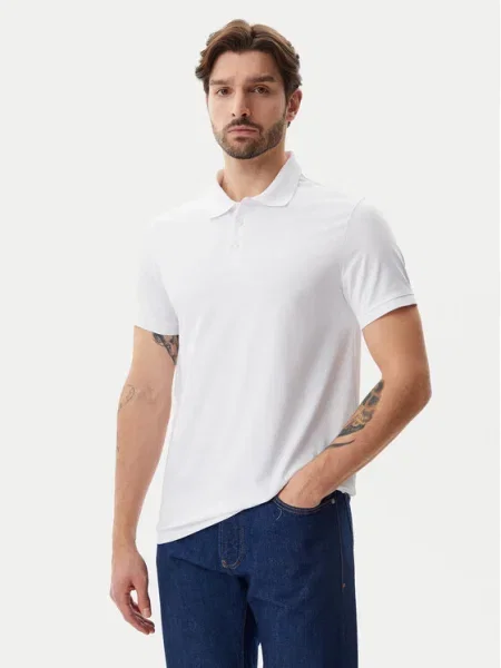 Polo Calvin Klein Jeans cu mâneci scurte alb
