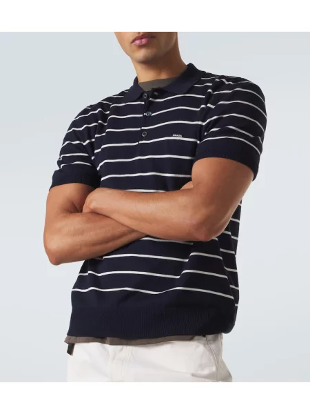 Tricou polo Prada cu dungi albastru