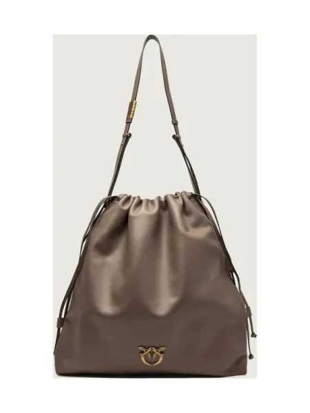 Pinko De piele geantă tip sac SLOUCHY EXTRA bej