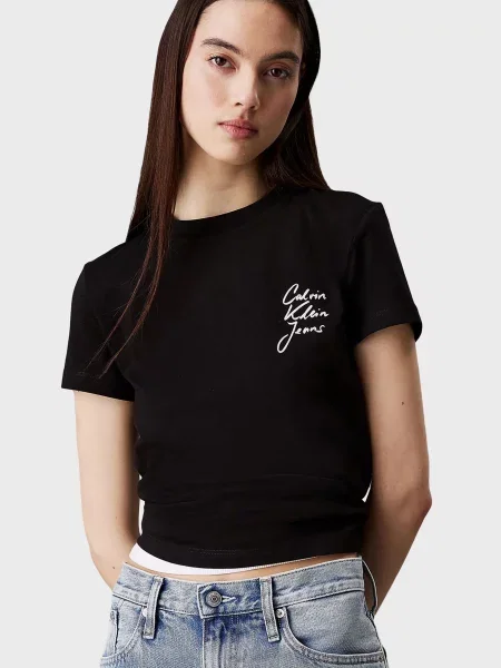 Дитяча футболка Calvin Klein Jeans чорна