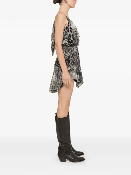 Rochie mini Nissa de mătase gri