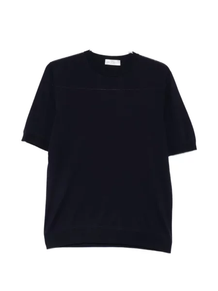 Scurt tricou Roberto Collina cu decolteu rotund albastru