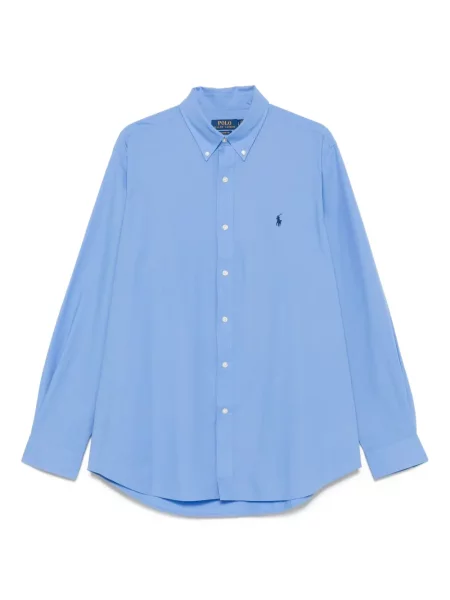 Dzianinowa długa koszula Polo Ralph Lauren niebieska